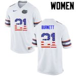 Women's Florida Gators #21 McArthur Burnett NCAA Nike White USA Flag Fashion Authentic Stitched College Football Jersey VXJ1662DA